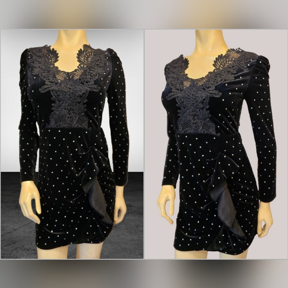 Zashar Cocktail Mini Dress Size Medium Color Black